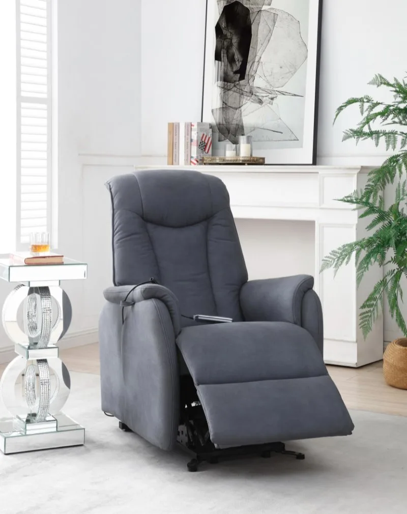 New Matéo Fauteuil Releveur 2 moteurs ambiance gris océan microfibre